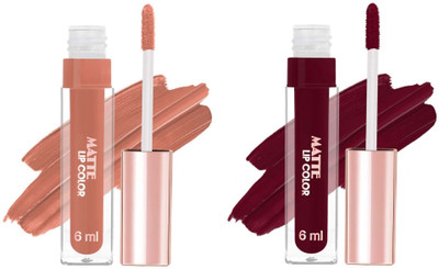 MYEONG Maroon and Brown Liquid Long Lasting Non-Transfer & Waterproof Lipstick(Multicolor, 12 ml)