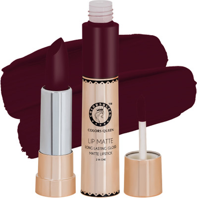 COLORS QUEEN Lip Matte Long Lasting Gloss Matte Lipstick(Shimmer Mahroon, 8 g)