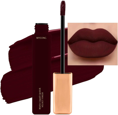 MYEONG Lightweight & Comfortable Matte Liquid Deep Maroon Waterproof Long Wear Lipstick(Maroon, 10 ml)