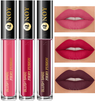 NOY Waterproof Liquid Lipstick Set Non-Transfer Matte Peach, Cherry Pink, Wine Shade(Peach, Cherry Pink, Coffee Wine, 12 ml)