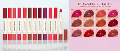 AFARAXIA 12-Piece Style Matte Lipstick Waterproof, Non Stick(MULTICOLOR, 40.8 g)