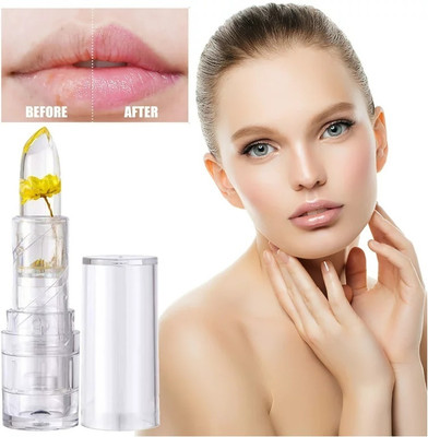 HUZURLU Flower Lipstick Color Jelly Lipgloss Magic Temperature Change(YELLOW, 3.8 g)