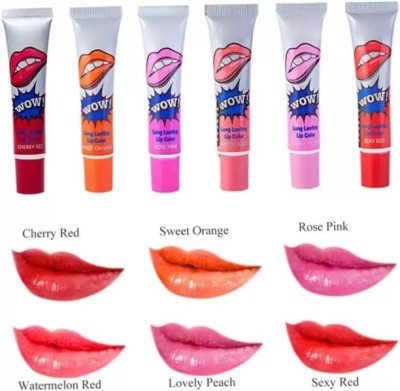 Jiwoo Lip Tint 6 Colours Womens Easy Peel Off Lip Gloss Lipstick Tattoo Lipstick(multicolour, 36 g)