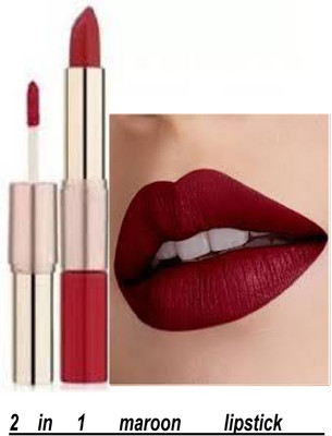 Luipui maroon 2 in 1 matte look lipstick waterproof(maroon, 6 g)
