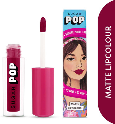 SUGAR POP Matte Lipcolour 07 Wine - Super Matte | Lasts 8+ hours | Non-Drying(Wine, 1.6 ml)