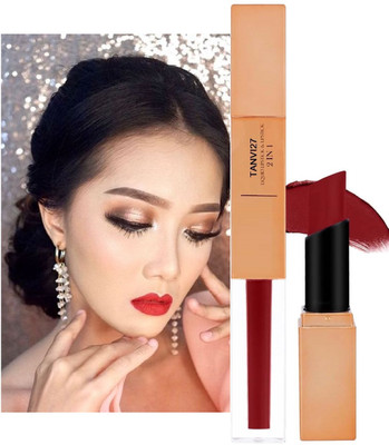 tanvi27 Full Coverage, Hydrating, Smooth Texture Liquid and Crayon Coral Red Lipstick(Coral Red, 7 g)
