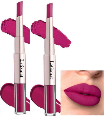 Latixmat Combo Pigmented Matte 2 in 1 Liquid Lipstick and Matte Lipstick Highly(Magenta Pink, 14 ml)