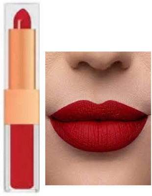 TOPQ best red matte lipstick 2 in 1 waterproof and trending(red, 6 g)