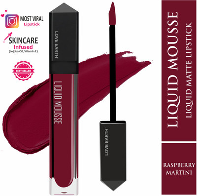 LOVE EARTH Liquid Mousse Lipstick - Raspberry Martini Matte Finish(RASPBERRY MARTINI, 6 ml)