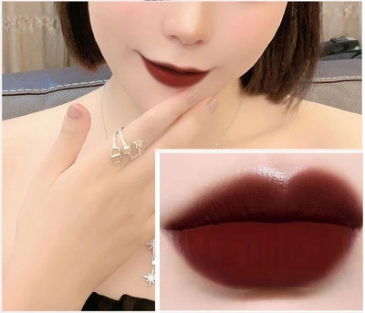 Latixmat Pack of 2 Ice cube velvet lip glaze mushed Lip Gloss lips mud Waterproof liquid(Maroon, 9 ml)