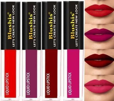 BLUSHIS Non Transfer Sensational Liquid Lipsticks Combo set 4(multicolour, 16 ml)
