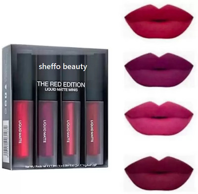 SHEFFO Mini Matte Liquid Lipstick Red Edition 4(RED EDITION, 4.1 ml)