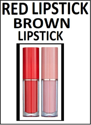 Maryville new perfect matte multi color shade new lipstick easy to use pack of 2(RED, BROWN, 2.18 ml)