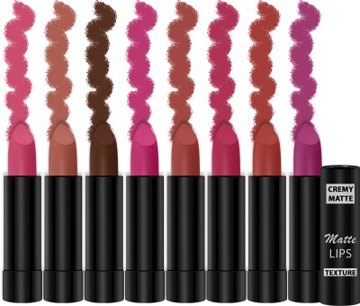 Ramp Walk Cremy Matte Stick Lipsticks for Women & Gift Set(Red Bloom,Magenta,Pink Fusion,Caramel,Brown,Pink Berry,Orange,Strawberry Pink, 28 g)