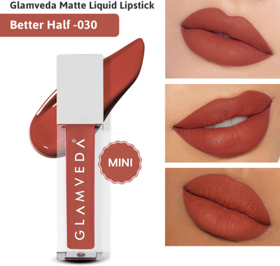GLAMVEDA X Rashami Desai Matte Mini Liquid Lipstick, Long stay, Transfer & Smudge proof(Non drying, Peach shade (Better Half - 030), 1.2 ml)