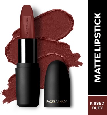 FACES CANADA Weightless Matte Hydrating Lipstick with Almond Oil(Kissed Ruby 13, 4.5 g)