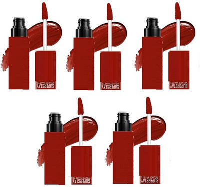 Luipui PARTY MATTE RED COLOR LIPSTICK WATERPROOF PACK OF 5(RED, 20 ml)