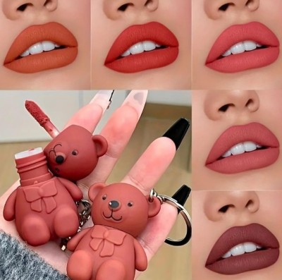 beinina Long Lasting 2in1 teddy bear keychain Matte Waterproof Lipstick 2 Pcs(Multicolour, 16 ml)