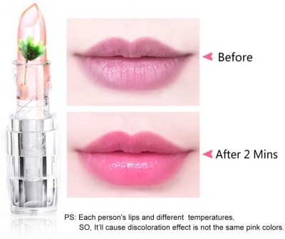 Tactile New Jelly Flower Crystal Magic Lipstick,ph Clear Color Change(Pink, 3.8 g)