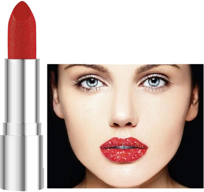 Latixmat NEW GOLDEN DUST SHIMMERY SHINY MULTI PURPOSE GLITTER DIAMOND CHERRY RED LIPSTICK(CHERRY RED, 3.8 g)