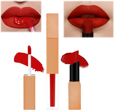 GULGLOW99 2 IN 1 Women Smudgeproof Professionally Longlasting Liquid Lipstick(TOTEM RED, 7 ml)