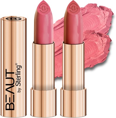 Beaut by Sterling Creamy Matte Long Stay Lipstick Pack Of 2,(M10(Barbie Pink) - M12(Royal Pink), 4 g)