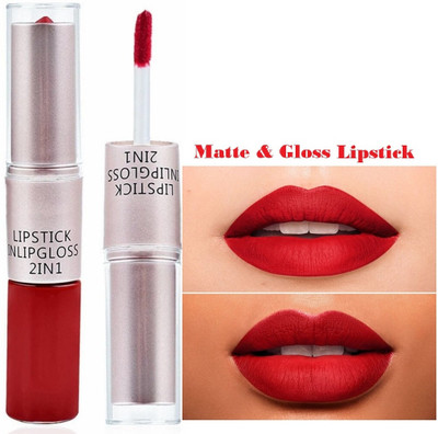 AEPRUY Matte 2 in 1 Non Transfer Lip Gloss & Lipstick(CHERRY RED, 10 ml)