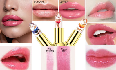 GABBU Magic Jelly Flower Lipstick Temperature Changing Lipstick Pack of 3(MULTI COLOR, 10.8 g)