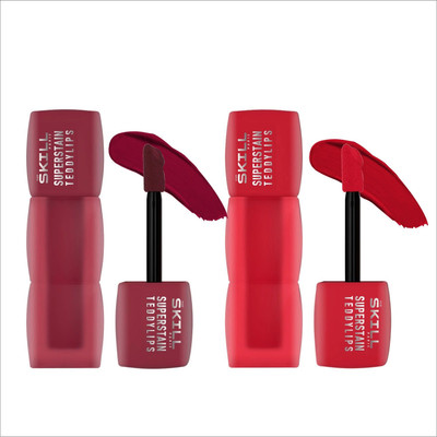 Nandiayan SuperStain TeddyLips Combo–12H Long-Lasting, Smudge & WaterProof Liquid Lipstick(DARK PINK & TOMATO RED, 10 ml)