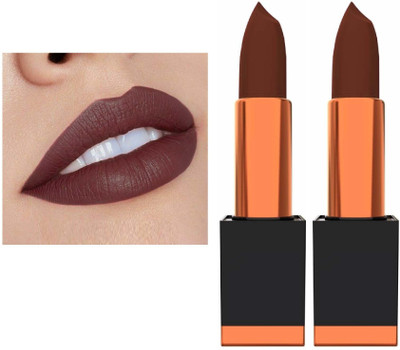 Latixmat Waterproof Soft Matte Long Stay Lipstick Pack of 2(Deep Brown, 7 g)