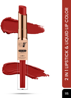 RED4 Double Matt Two In One Liquid Lipstick and Lipstick | Long Lasting Stay(115, 8 g)