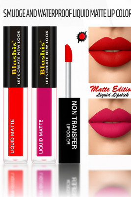 BLUSHIS Super Stay matte finish Liquid Mini Lip colour Combo pack 2 pc(Red, Magenta, 8 ml)