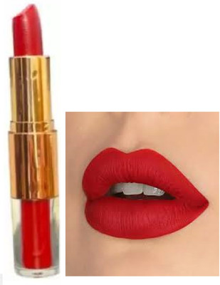 Luipui awesome 2 in 1 red matte finish lipstick pack of 1 waterproof(red, 6 g)