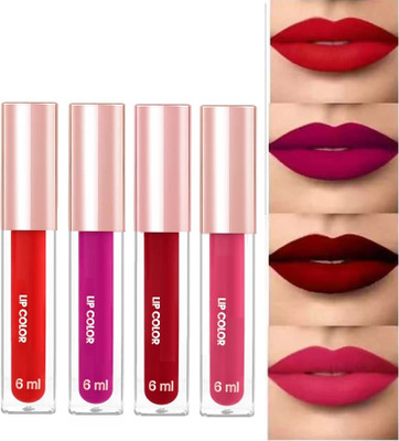YAWI Waterproof Longlast Liquid Matte Lipsticks Combo Of 4(MULTI COLOR, 24 ml)