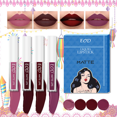 EOD Liquid Matte Lipstick Glamorous Garnet Shade Mauve,Dark Maroon,Maroon,Wine(Mauve,Dark Maroon,Maroon,Wine, 8 ml)