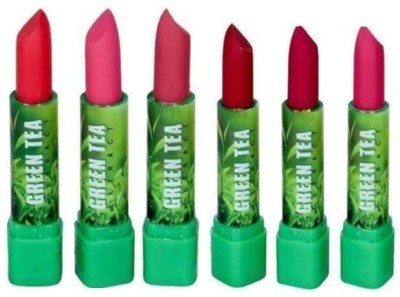 YELGO Green Tea Lipstick (Pack Of 6), Matte Finish - Multicolor(Multicolor, 6 g)