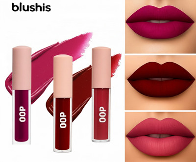 BLUSHIS OOP Long-Lasting | Matte Liquid Lipstick | Smudgeproof | Set – 3 Shades(EPIC MAGENTA, MAROON KISS, MAUVE PLUM, 12 ml)