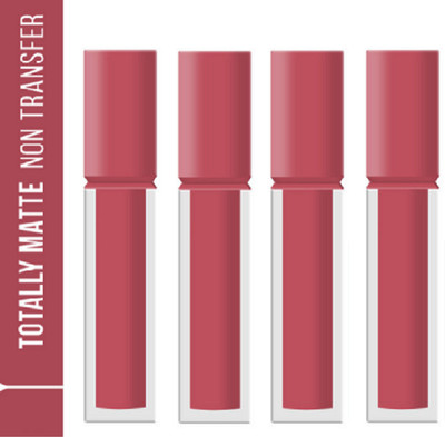 Luipui MATTE CRUSH SUPER STAY LONG LASTING, FULL COVERAGE LIPSTICK PACK OF 4(PINK IT - 01, 28 ml)