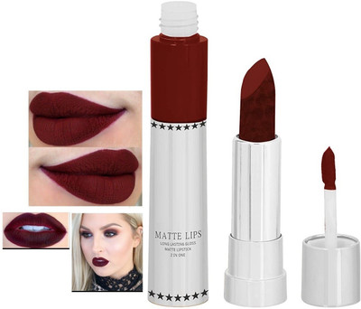 YAWI MATTE LIPS LONG LASTING GLOSS MATTE LIPSTICK 2 IN 1(MAHROON, 8 g)