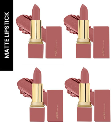 Luipui MATTE SUPER STAY LONG LASTING, FULL COVERAGE & SMUDGE PROOF LIPSTICK PACK OF 4(PEACH PETUNIA - 05, 24 g)