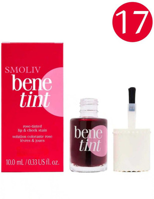 Smoliv Bene Tint Lip and Cheek Stain,Tined Finish Blusher and Liquid Lipstick F299(Peppy Red, 12.5 ml)