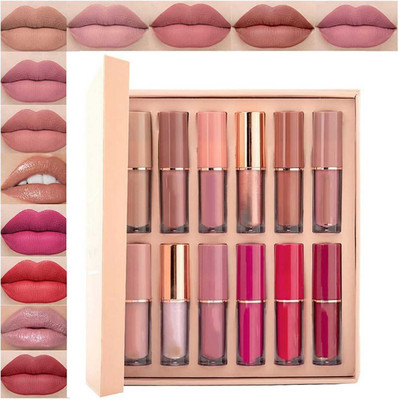 LOVE HUDA Waterproof 12 Color Important Matte Multi Shade Lip Gloss Liquid Lipstick(Multicolor, 12 ml)