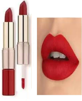 Luipui waterproof matte finish 2 in 1 red lipstick awesome long lasting pack of 1(red, 6 g)