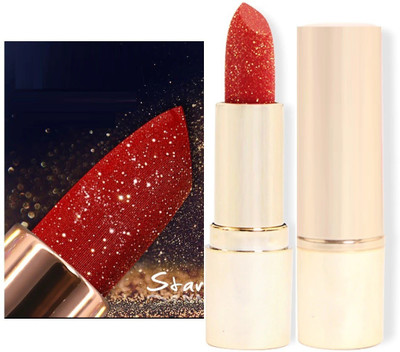YAWI Shimmery 3D Magical Metallic Glitter Cherry Red Lipstick(Cherry Red, 3.8 g)