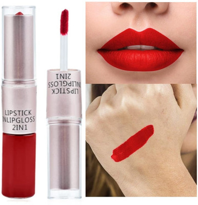 DARVING 2 In 1 Dual Head Intense Matte Velvet Lip Gloss/Non-cracking Lipstick(RED, 8 g)