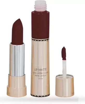 HUZURLU Lip Matte 2 IN 1 Long Lasting Matte & Gloss Lipstick DARK BROWN(coffee, 8 g)