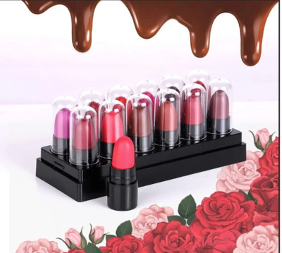 YELGO Mini Matte Travel Lipstick Combo Pack of 12 Matte finish Lipstick 30 ml(Multicolor, 30 ml)