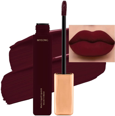 MYEONG Lightweight & Comfortable Matte Liquid Maroon Waterproof Long-Lasting Lipstick(Maroon, 10 ml)