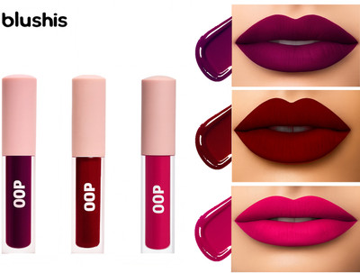BLUSHIS OOP Long-Lasting | Matte Liquid Lipstick | Smudgeproof | Set – 3 Shades(MAROON KISS, ROYAL PURPLE, MAGENTA PINK, 12 ml)