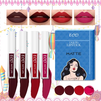 EOD Liquid Matte LipstickLong Lasting Waterproof Dark Maroon,Maroon,Red,Magenta(Dark Maroon,Maroon,Red,Magenta, 8 ml)